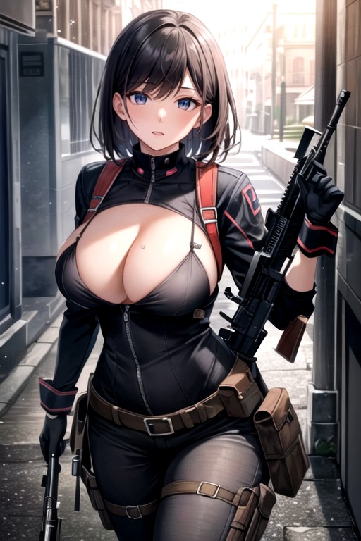 Velcro Pouches, Cleavage, Modern Warfare Woman AI Porn