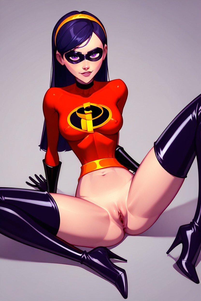 Wearing Long Black Boots, Violet Parr, Thighs Violet Parr Travesti IA Pornô