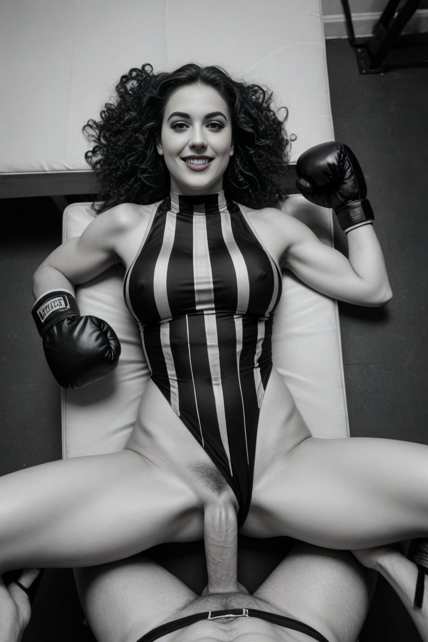 Wearing Big Boxing Gloves, Medium Breasts, Inside Boxing Ring Travesti IA Pornô