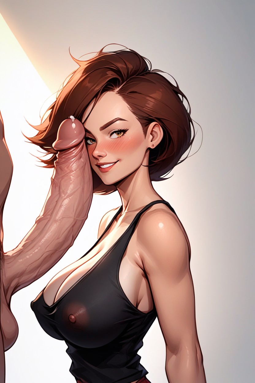 Nipples Exposed, Talking On Phone, Phone To Cheek AI Porn