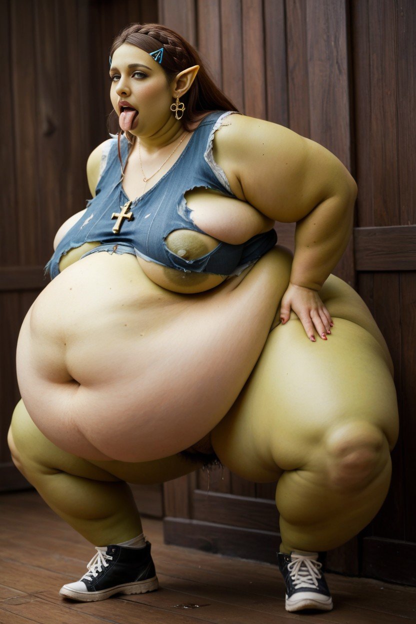 Kobold, Fat Rolls, Extremely Wide Hips With Fat Oversized AssPorno IA transsexuelle