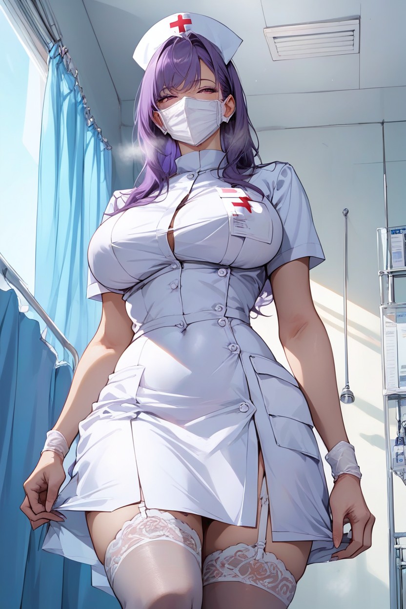 Blue Sky Visible From The Window, White Face Mask, From BehindPorno IA Hentai