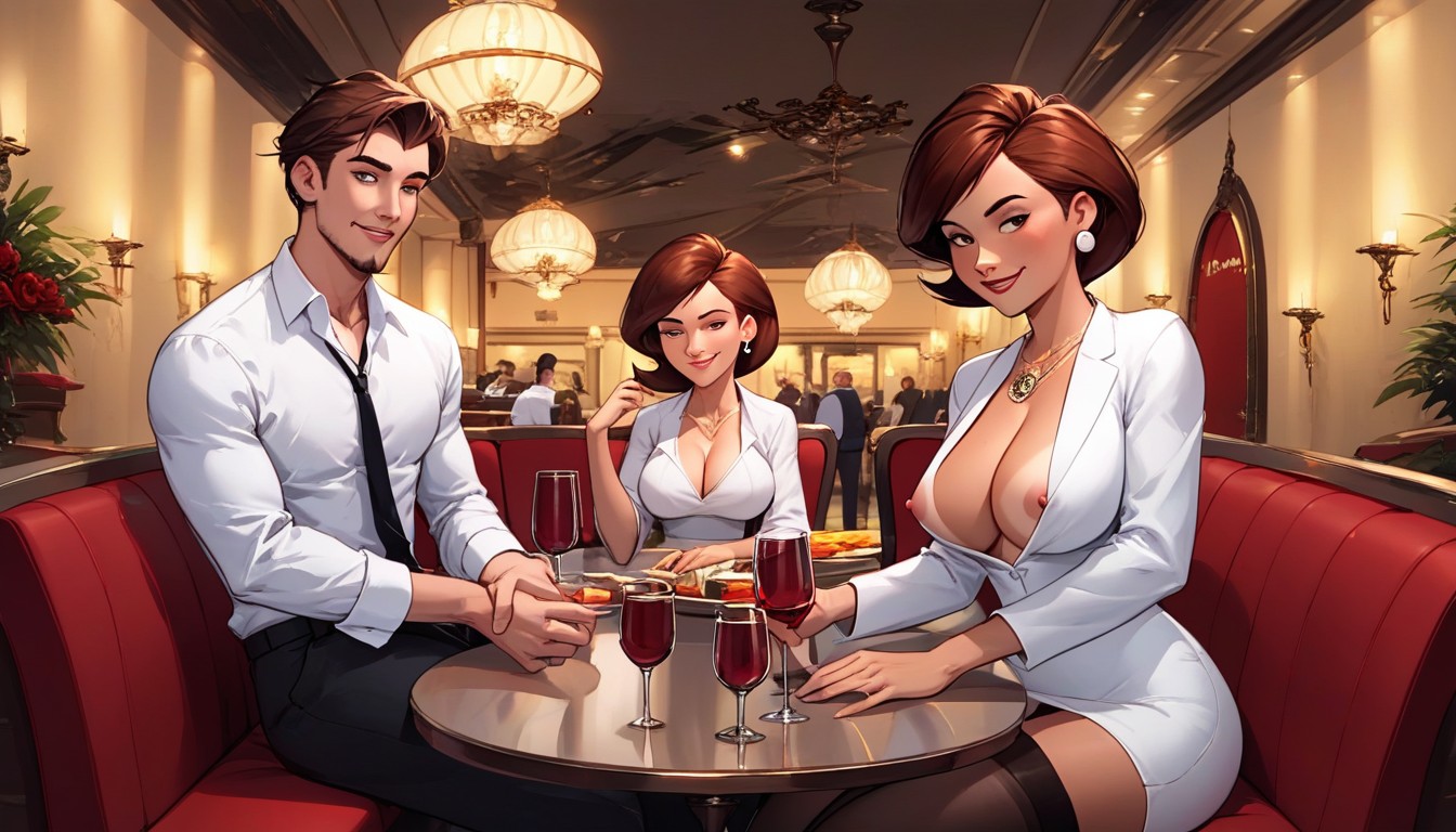 Romantic Setting, Date With Helen Parr, Red WinePorno AI