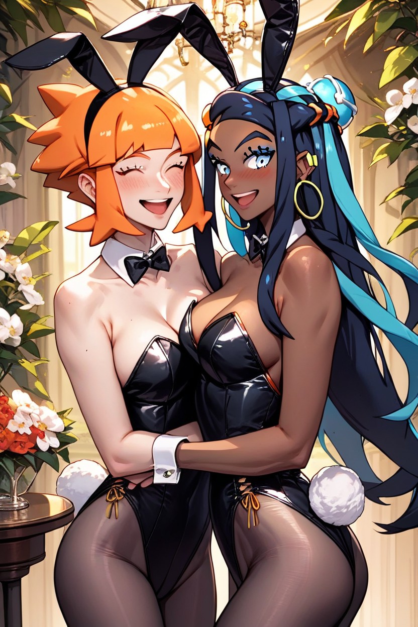 Bunny Costume, 2 Personnes, Gardenia From Pokemon Orange HairPorno IA