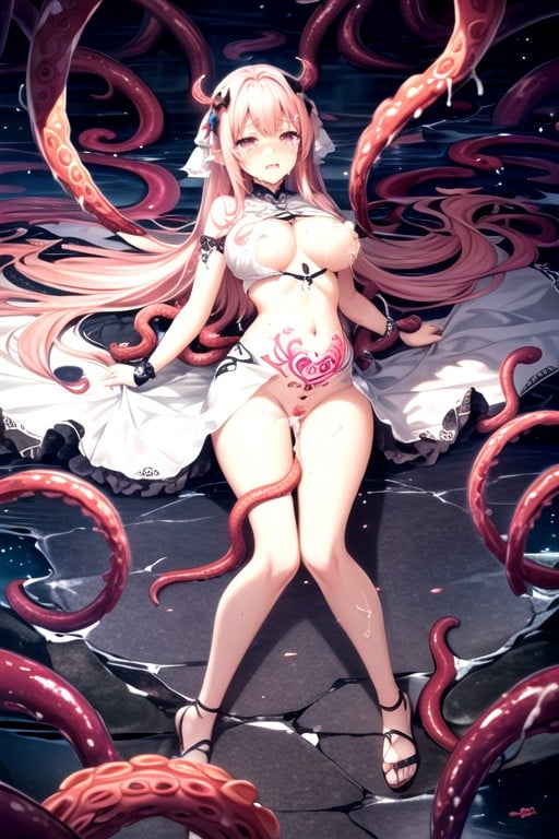 Agony, Stomach Cutout, White DressAI黃片