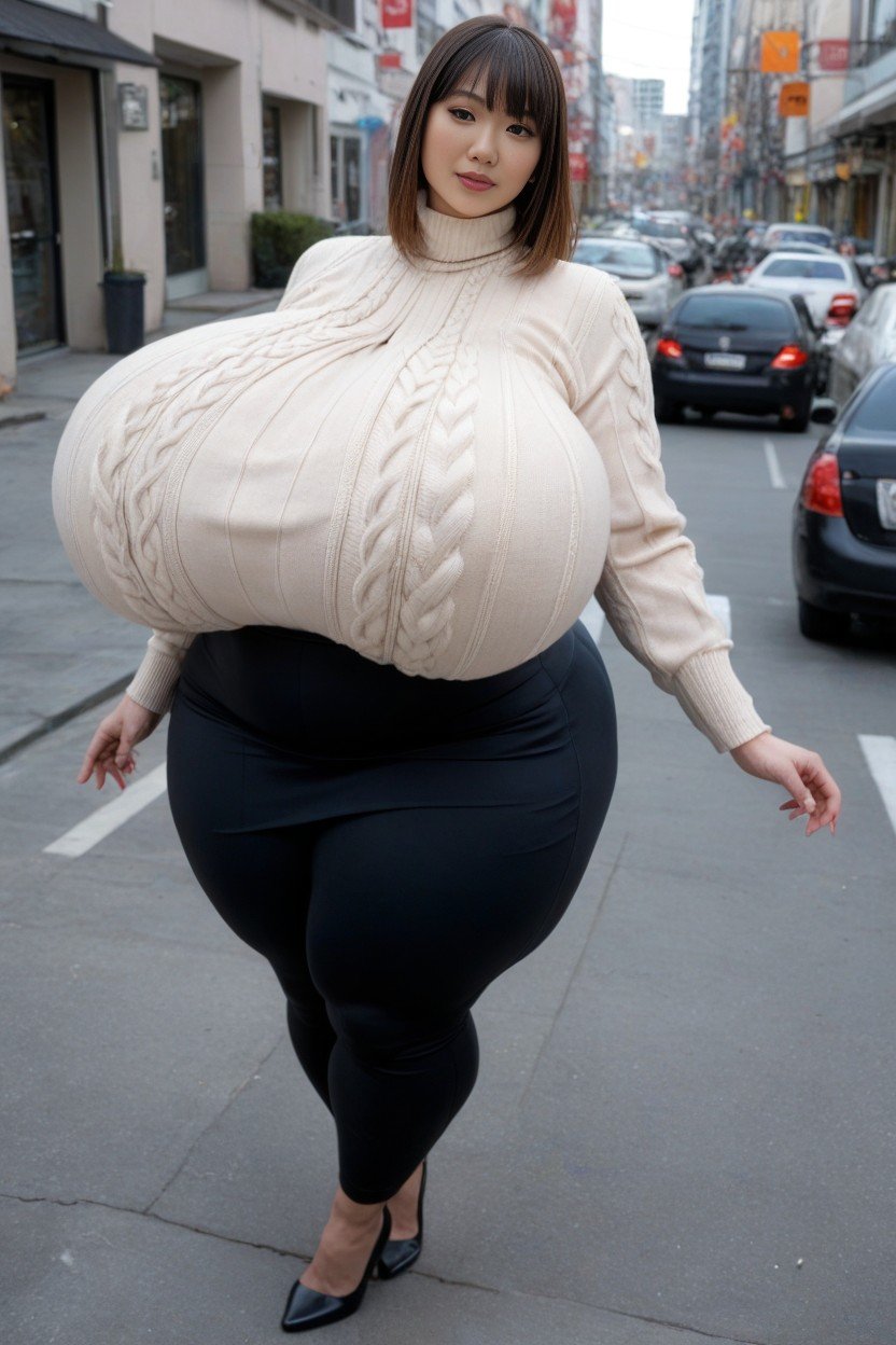 Disproportionately Huge Breasts, No Waist, Extreme Huge Massive Hyper Breasts Pornografia peluda com IA