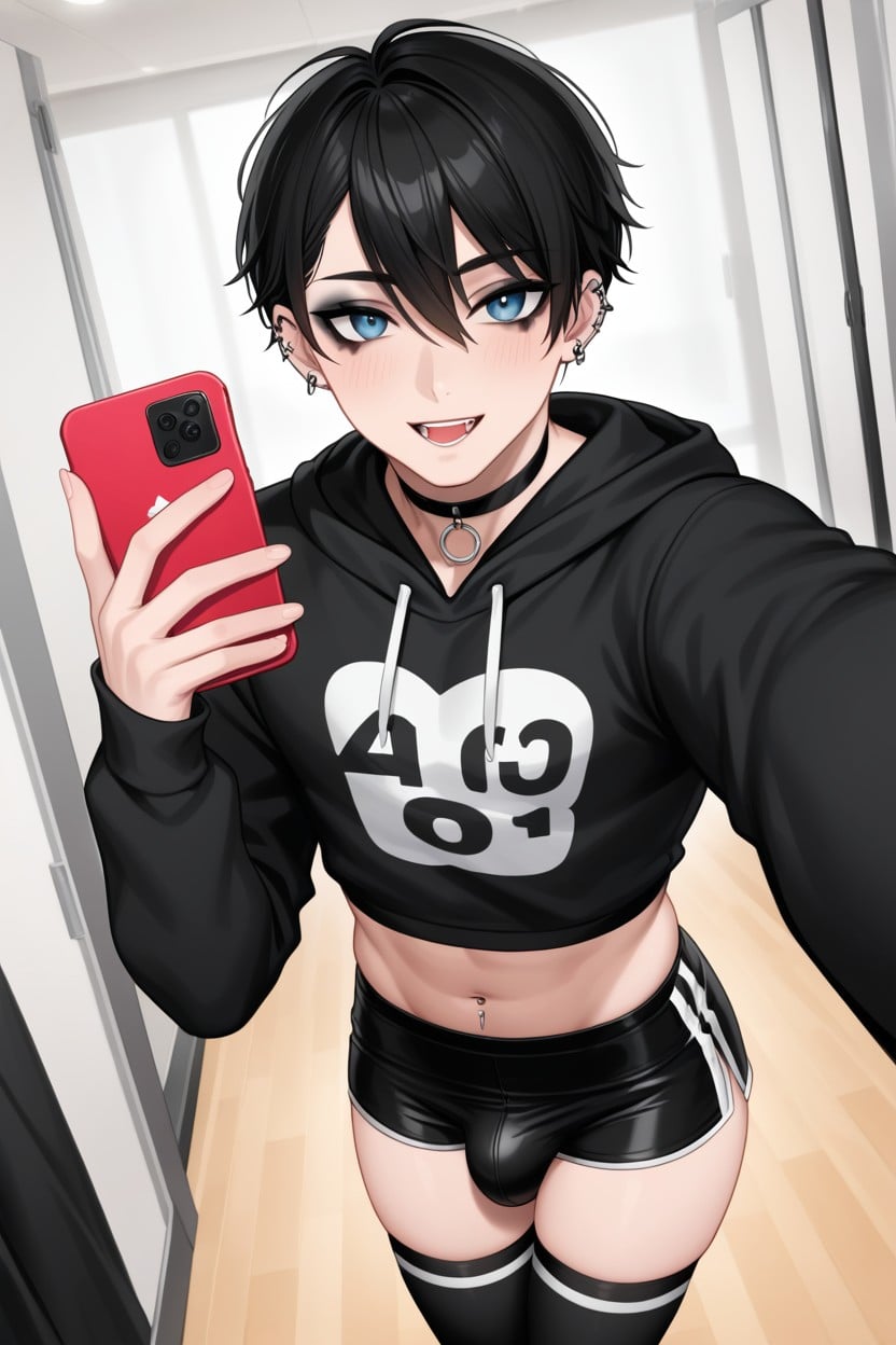 Femboy , Cropped Hoodie With Bow On The Front, Fat AI Gay Porn