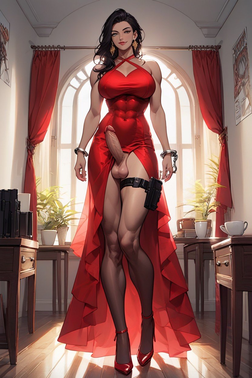 開心, 半身照, Gun Holster Under Dress And HandcuffsAI黃片