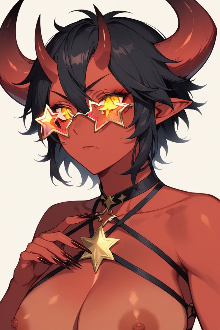 Ultra Detailed, Red Skinned Woman, Adult Demon WomanAIポルノ