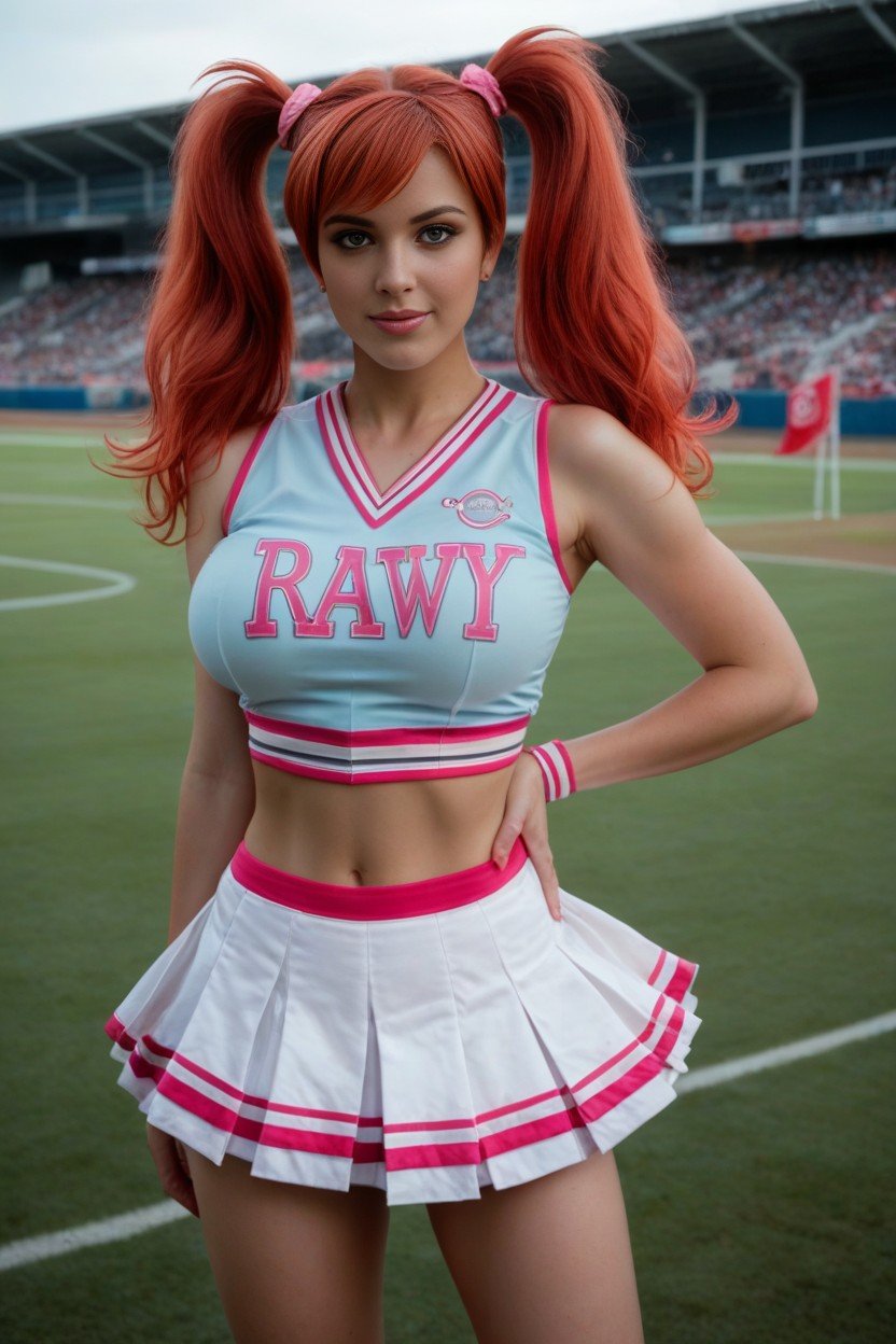 Misty From Pokemon, On The Football Field, Cabelo Vermelho Pornografia peluda com IA