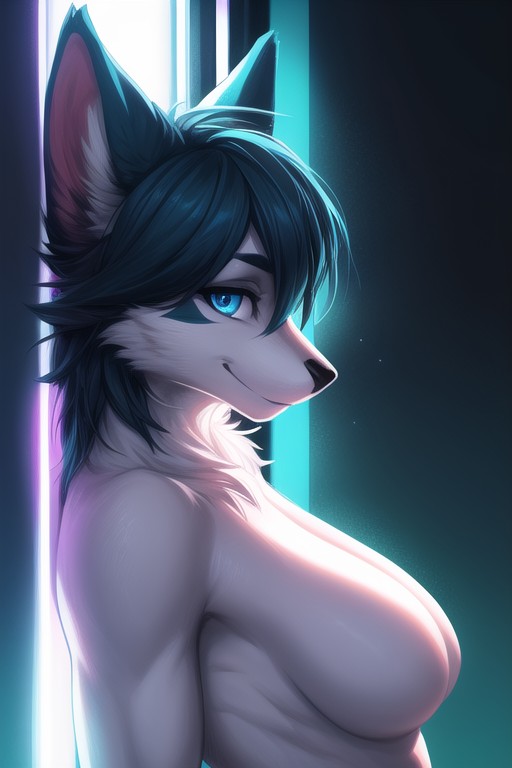 Blue Eyes, Neon, Noon Furry AI Porn