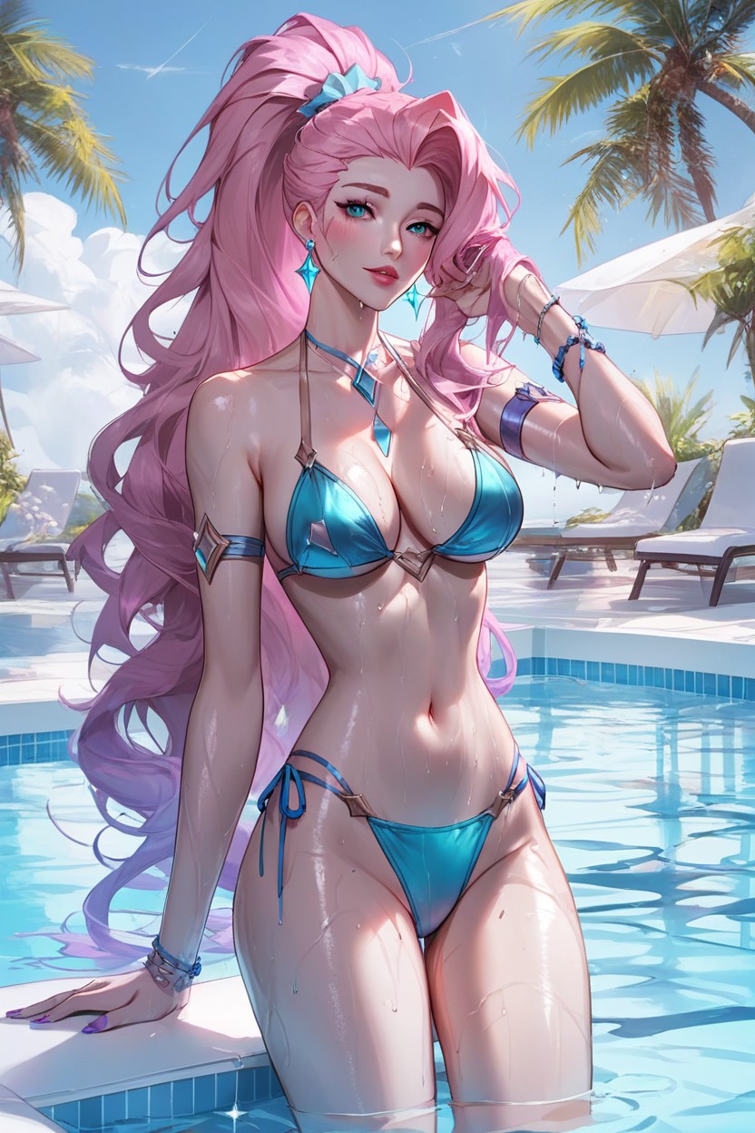 Coming Out Of Pool, Bikini, Looking At ViewerPorno IA Hentai