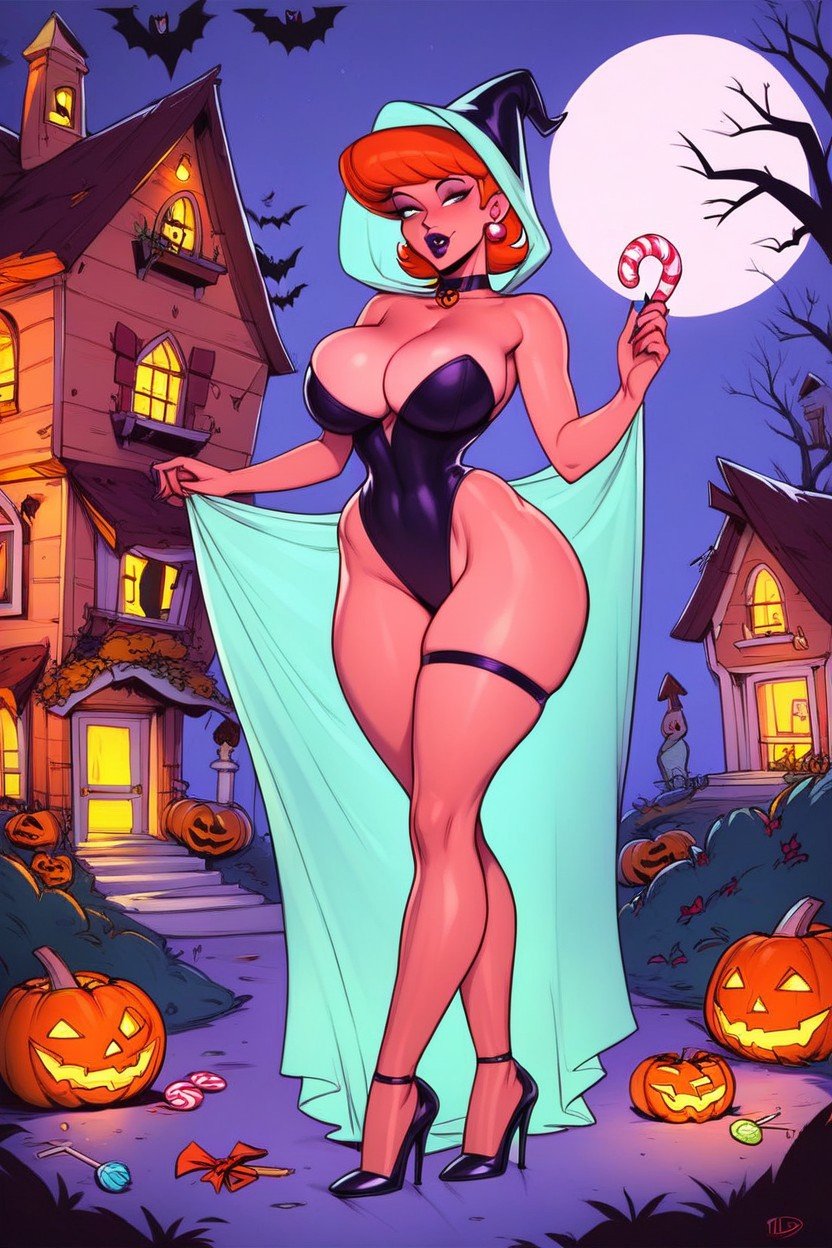 Magrelo, Setting Halloween House, Bunda Grande Pornografia de IA