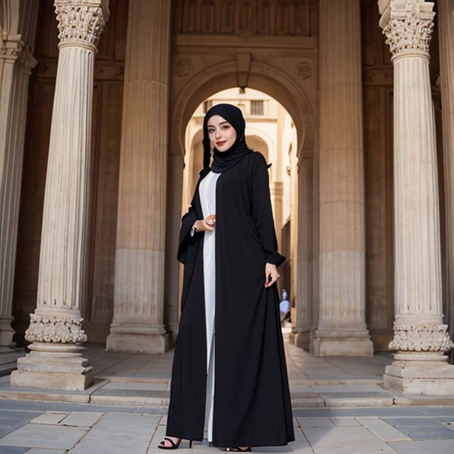 Hijab Abaya, Standing, 兩人照片AI黃片