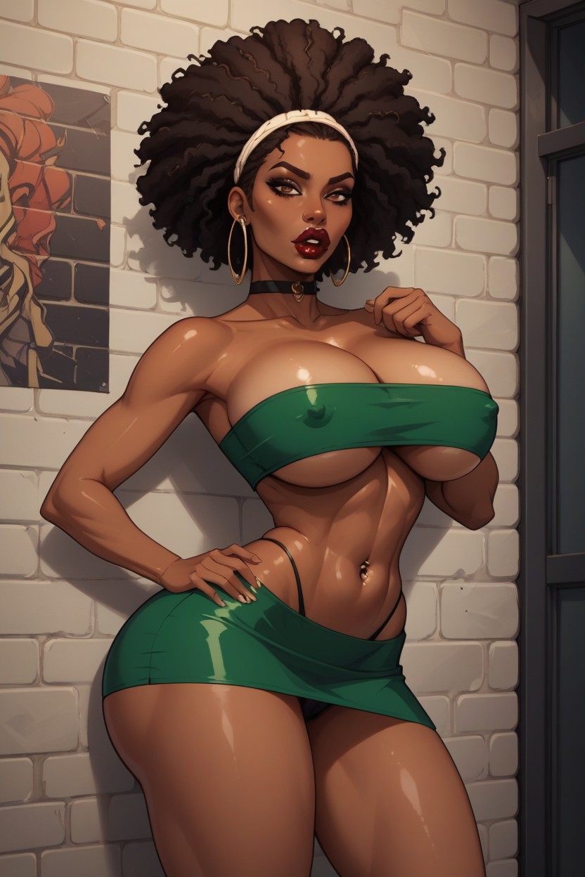 Microskirt, Large Breasts, Brown Eyes Hentai AI Porn
