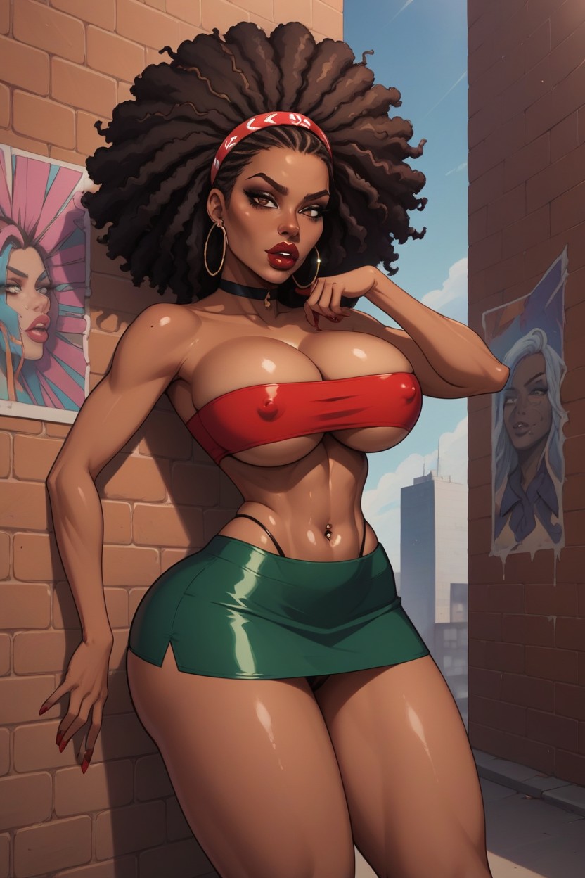Skimpy Outfit, Highleg Panties, African Hentai AI Porn
