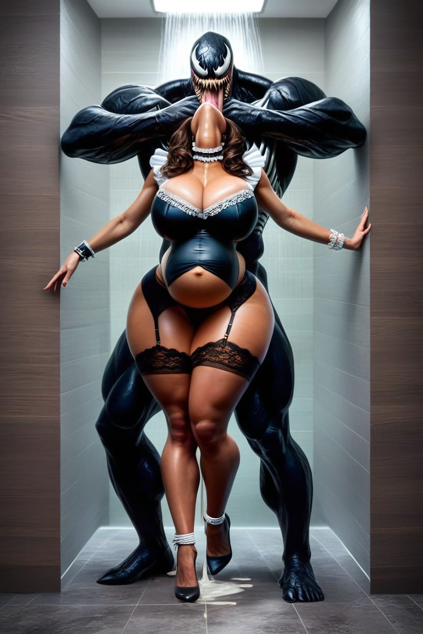 Giant Monster Venom, Venom Both Hands Grabbing Her Neck Throwing Her Head Back, Stomach AI Porn