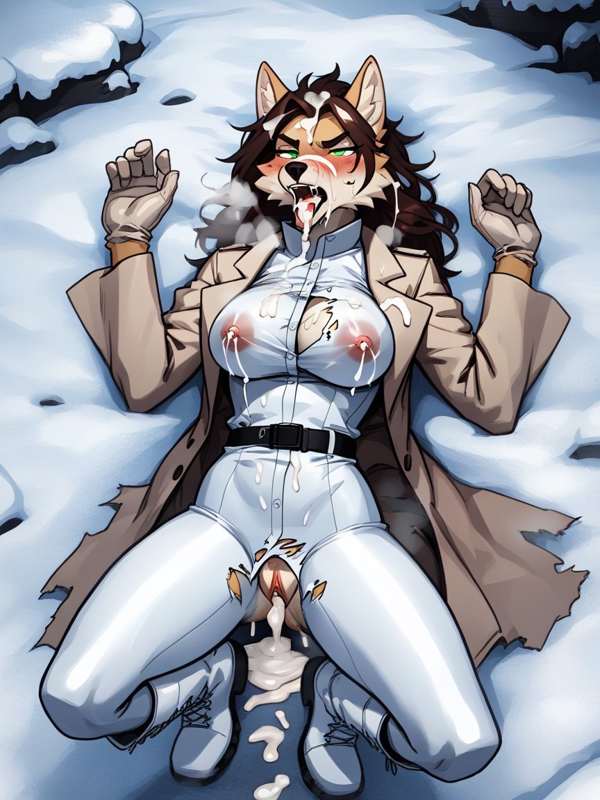 Mouth Full Of Cum, Shredded Clothes, Medium Length Furry AI Porn