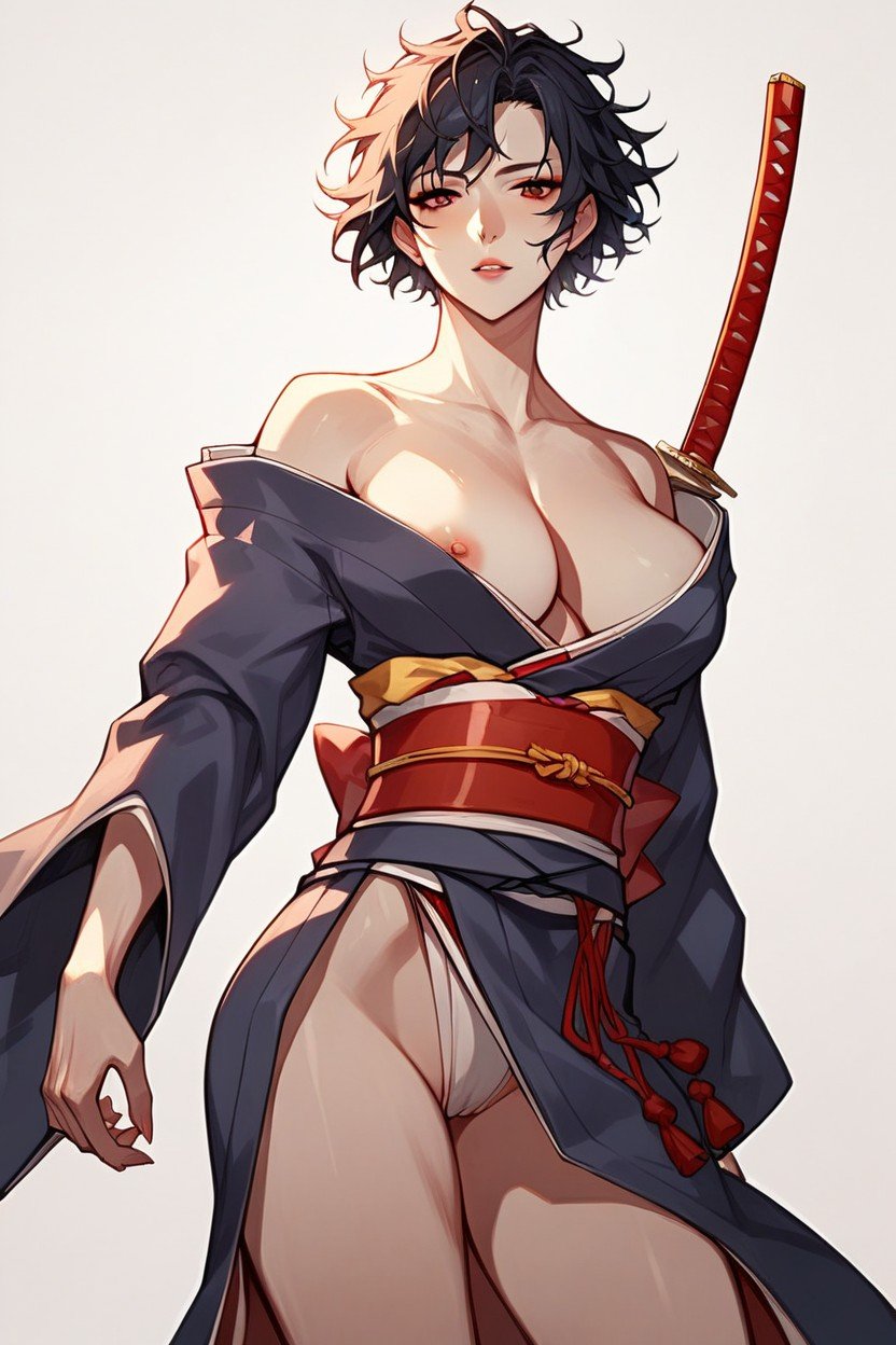 Samurai, Japonesa, Quimono Travesti IA Pornô