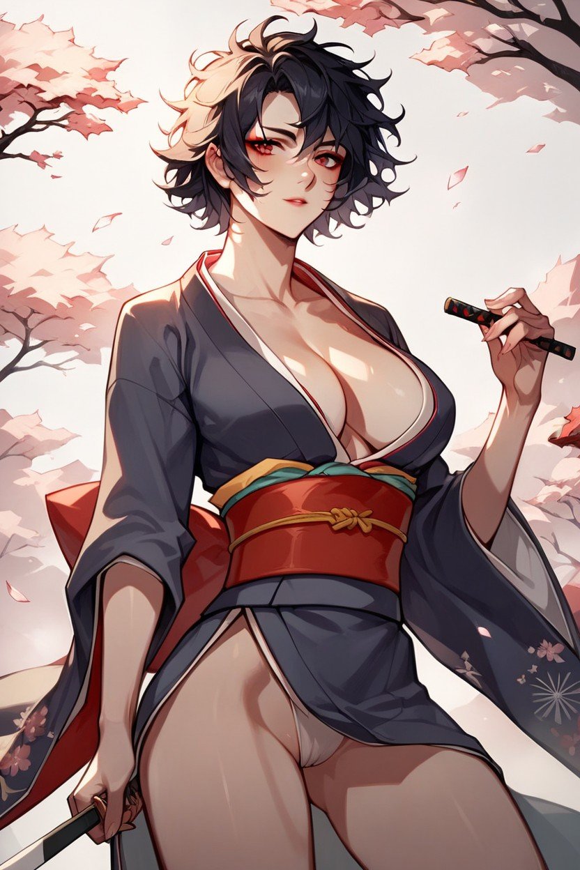 Samurai, Messy Hair, Kimono Shemale AI Porn