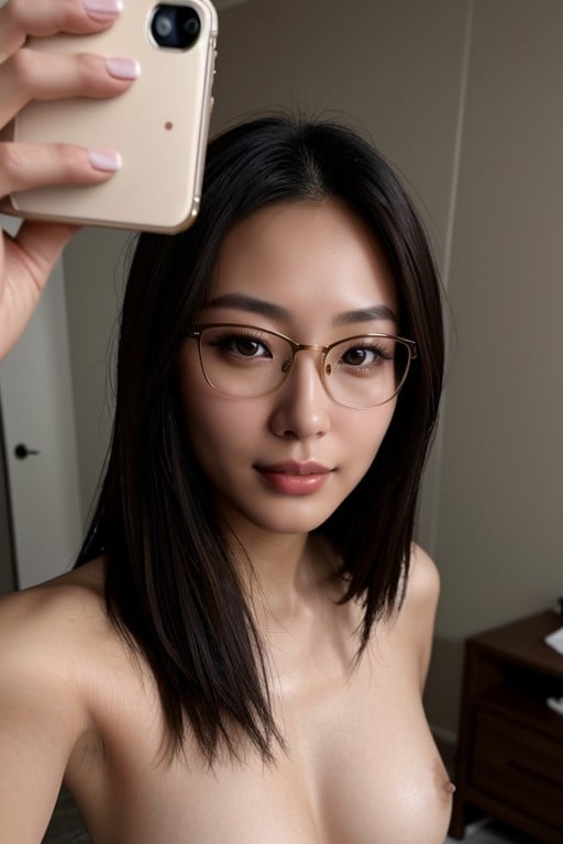 Selfie, Lunettes, Cheveux BrunsPorno IA Furry