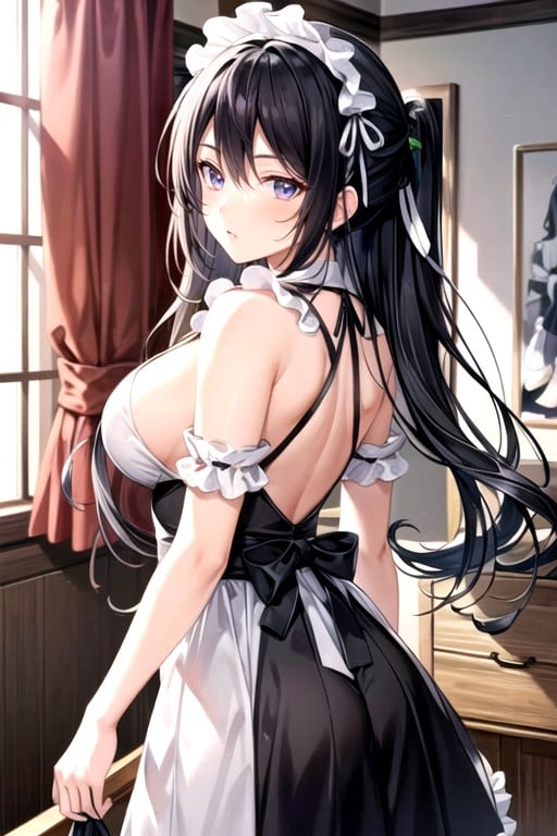 French Maid Clothes, Breasts, Hyuuga Hinata From Naruto Hentai IA pornografia