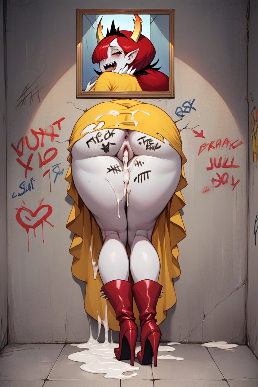 Piel Pálida, Large Boobs, Escritura En El Cuerpo Hentai IA
