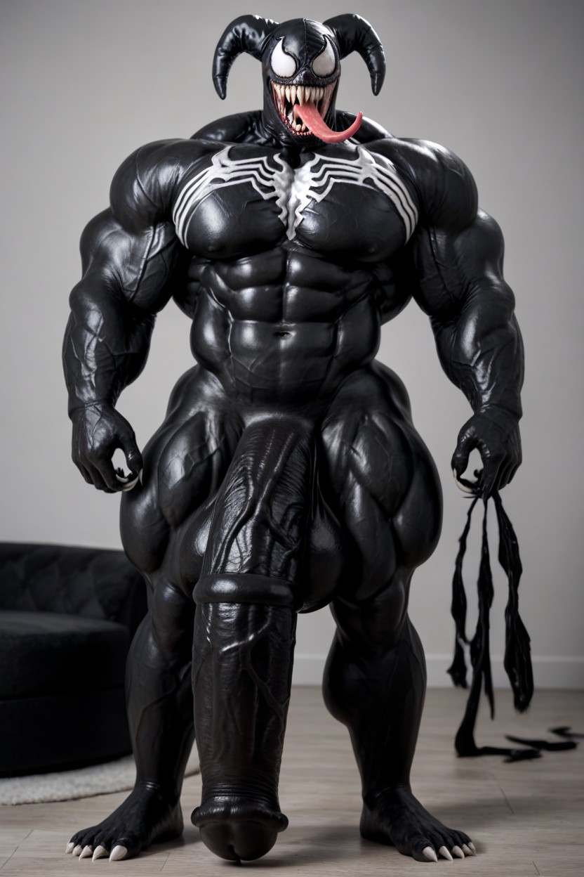 Hard Cock, Ultra Muscular, Venom Mask Covers Entire Face Shemale AI Porn