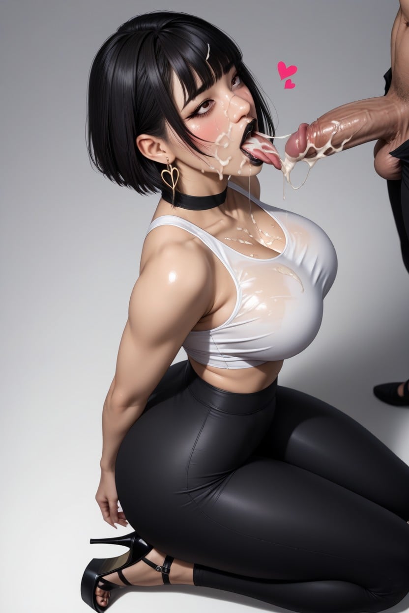 Bukakke, Extremely Thick Thighs, Kneeling Hentai AI Porn