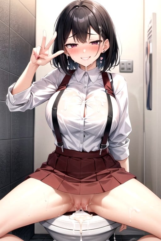 トイレの花子さん, Black Hair, Holding SmartphoneヘンタイAIポルノ