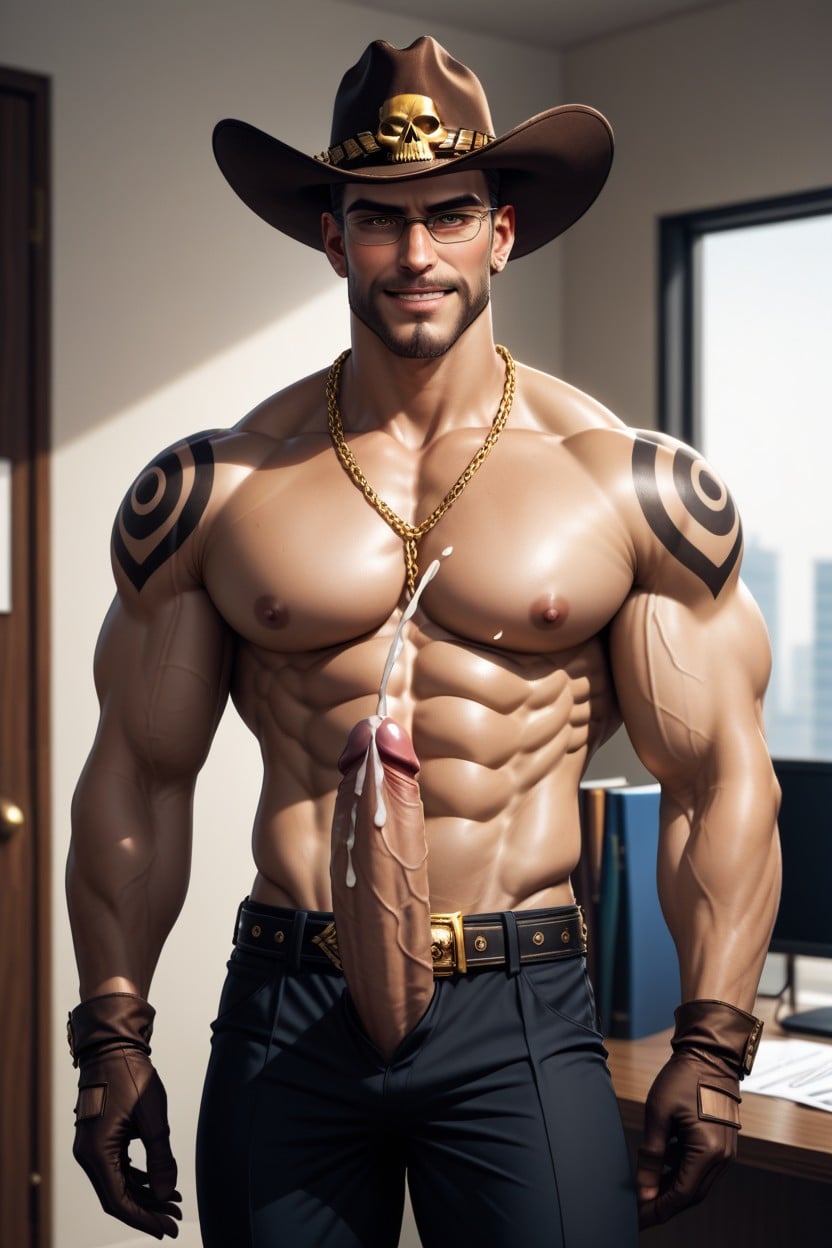 Muscular, Shirtless, Gloves AI Gay Porn