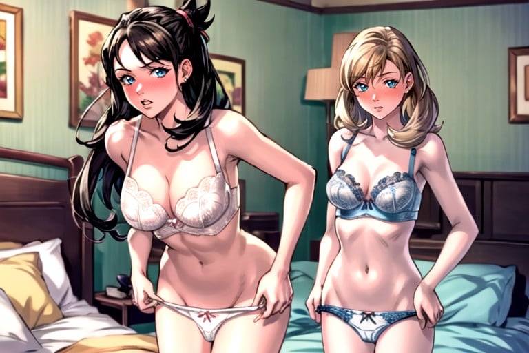 Avergonzada, Bajando Las Bragas, Two WomanPorno AI Hentai