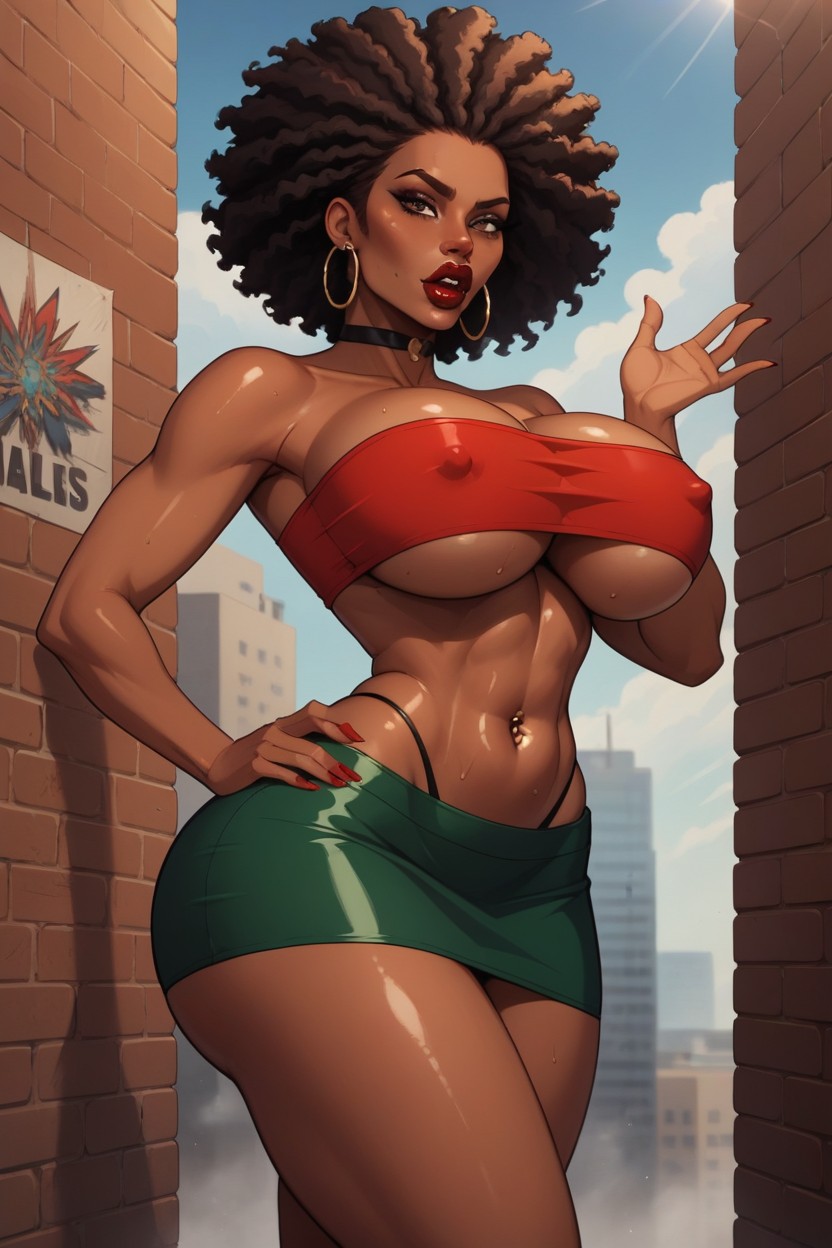 Green Skirt, Plumped Butt, Microskirt Hentai AI Porn