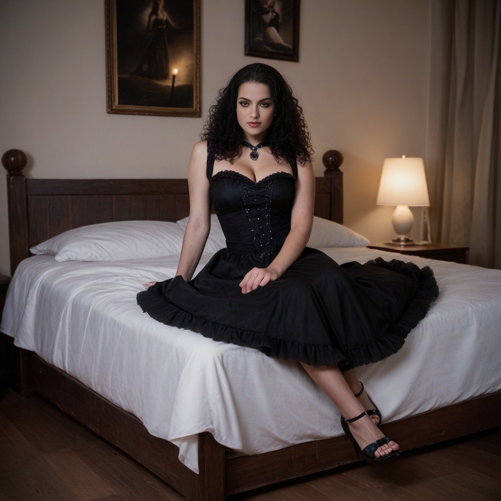 Карие Глаза, Bed, Dress Gothic Транссексуалы AI порно