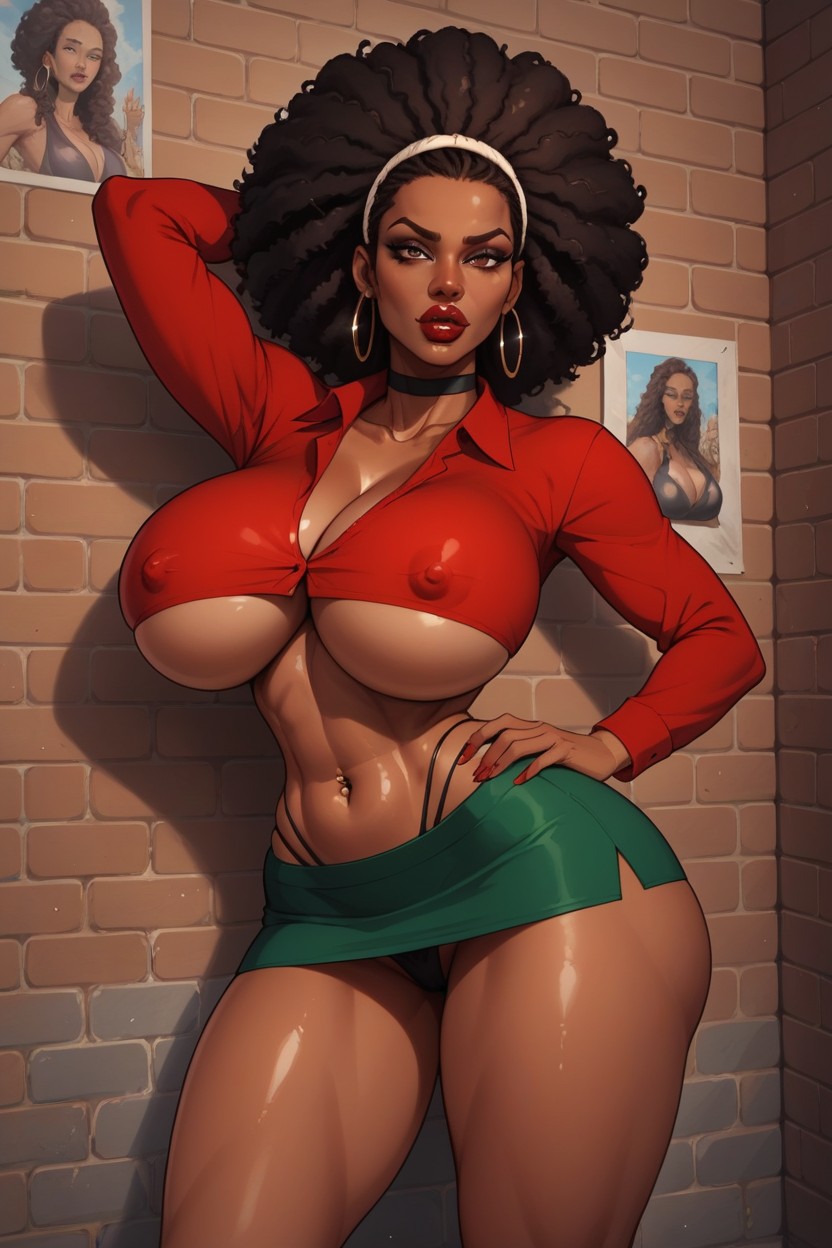 Brown Eyes, Stained Walls, Oiled Body Hentai AI Porn