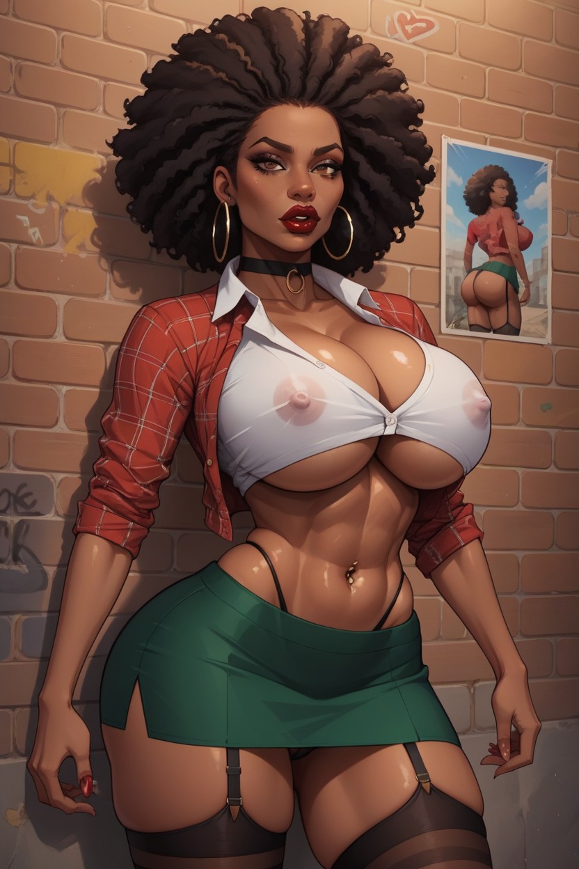 Curvaceous Figure, Bellybutton, Cleavage Hentai AI Porn