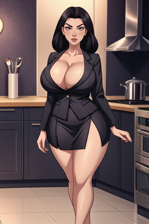 Legs Wide Apart, Kitchen, Open Stance Hentai AI Porn