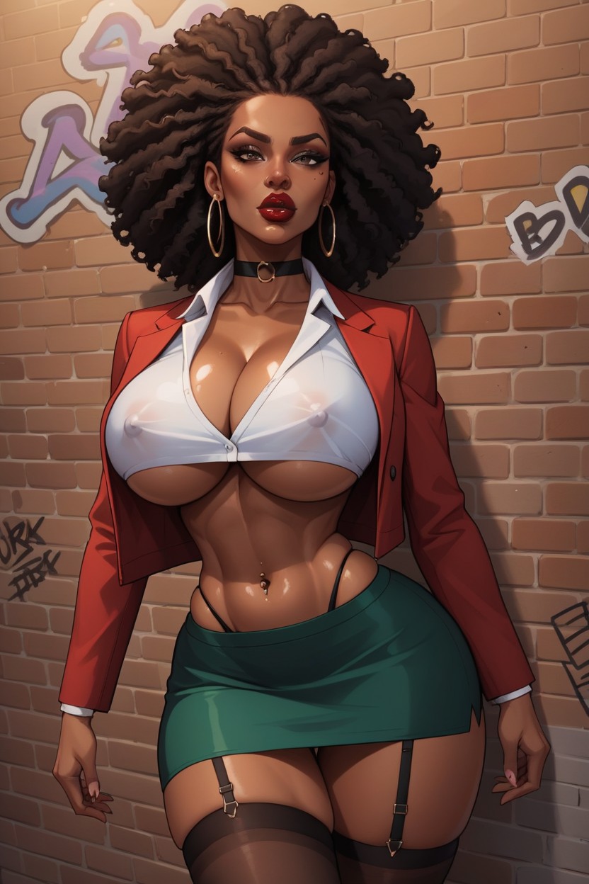 Earrings, Jacket, Curvaceous Figure Hentai AI Porn