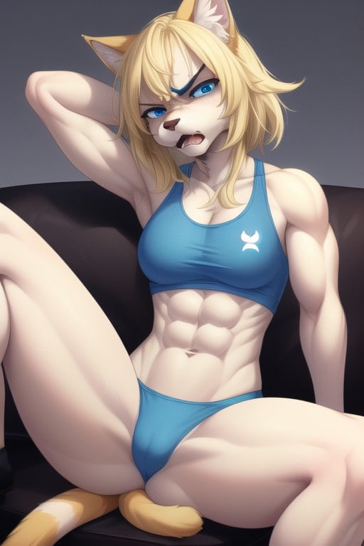 En Forme, 18+, Assis, Jambes ÉcartéesPorno IA Furry