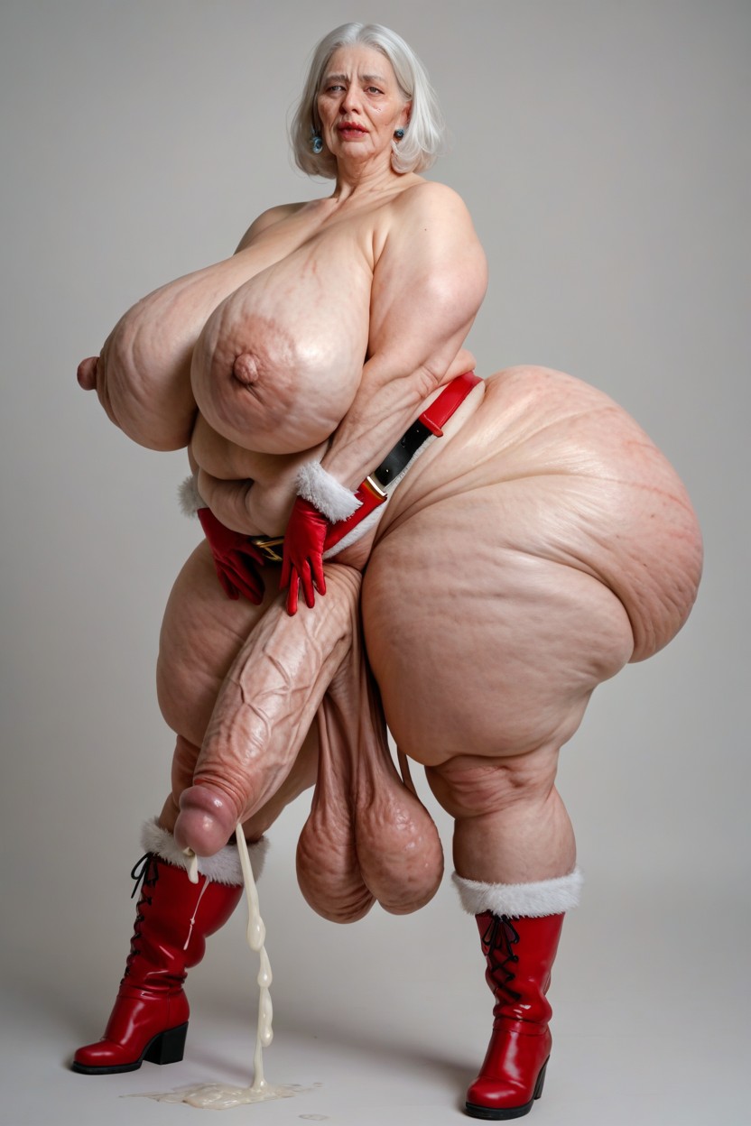Extremely Large Ass, Spots On Face And Body, Simple Background Shemale AI Porn