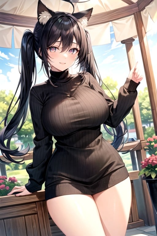 Ears, Gazebo, Black Hair AI Porn