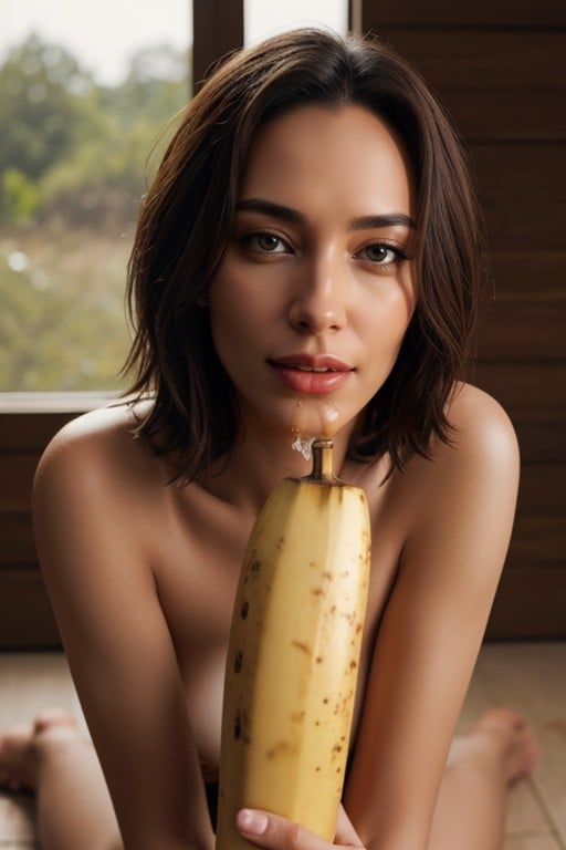 Kneeling Woman Sucking On A BananaPorno IA