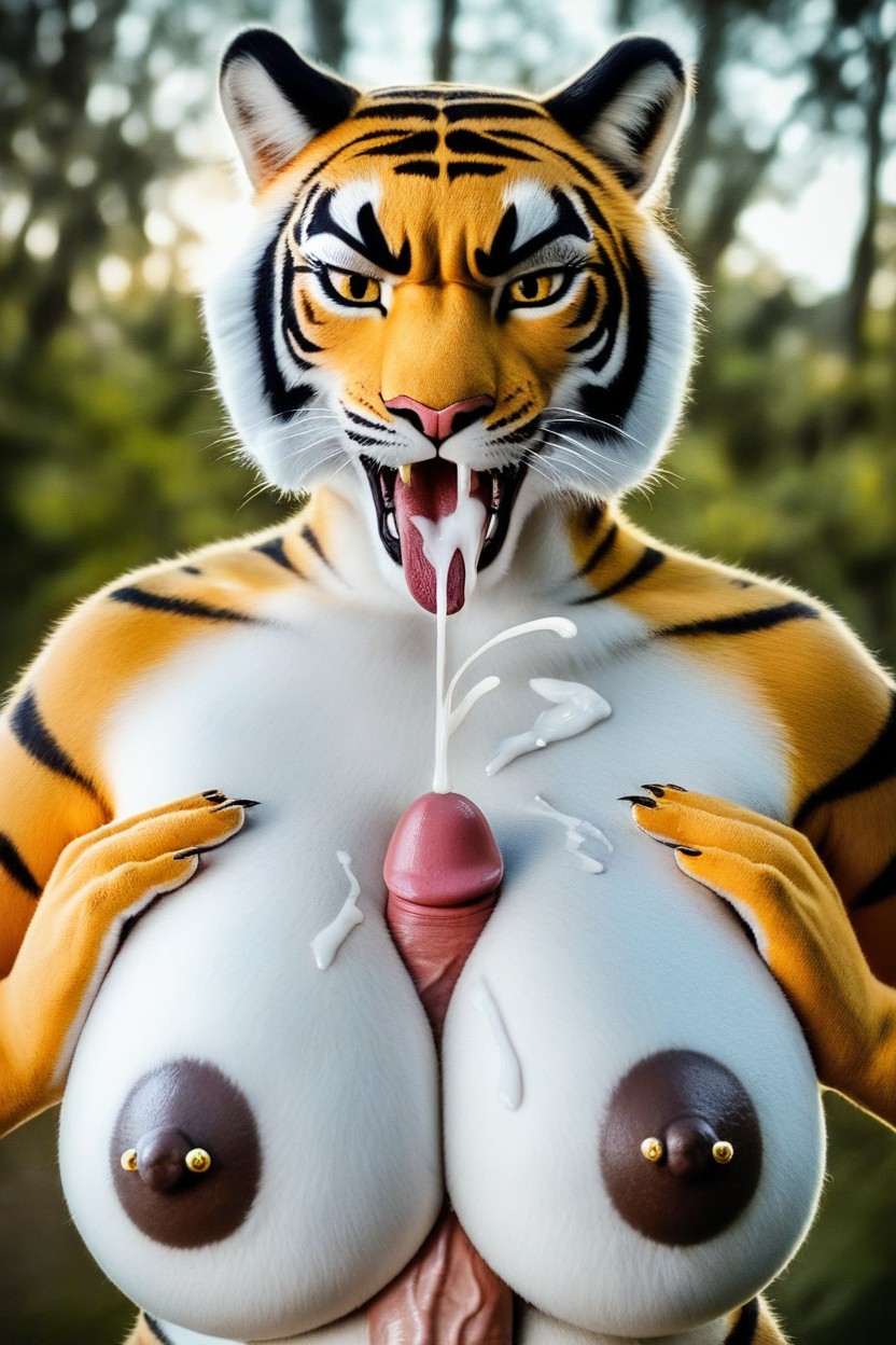 Furry Body, Large Breast, A Lot Of Cum On Tongue Furry AI Porn
