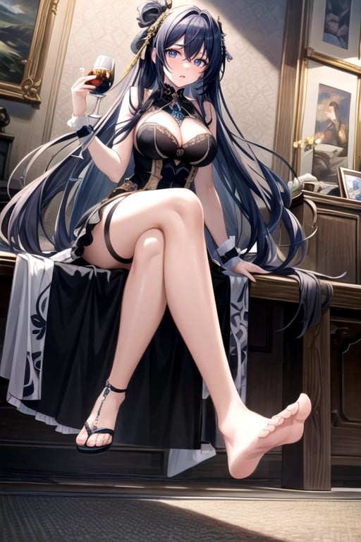 Focus On Feet, Stockings, Long HairヘンタイAIポルノ