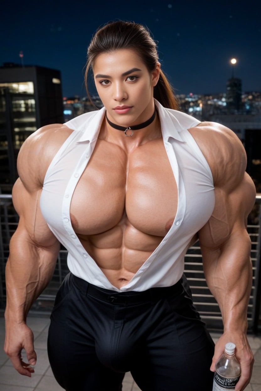 Massive Pectorals, Looking At Viewer, Huge Muscles Porno IA