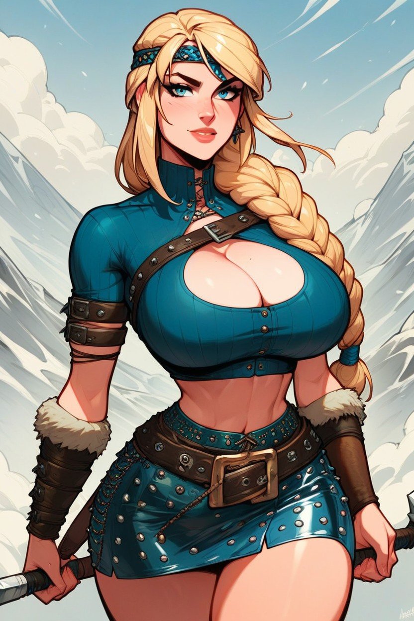 巨乳, Astrid Hofferson, Blue Stripe ShirtAI黄片