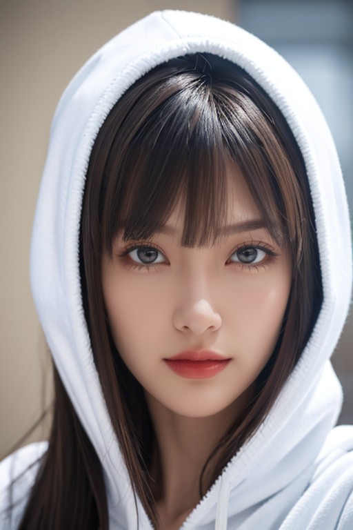 Long Straight Brown Hair, Bangs, 傻笑AI黃片