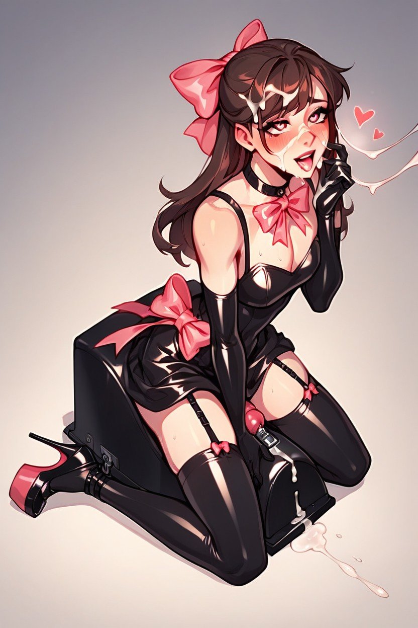 Latex Gloves And Stockings, 프랑스 메이드, Pink Bows쉬메일 AI 포르노