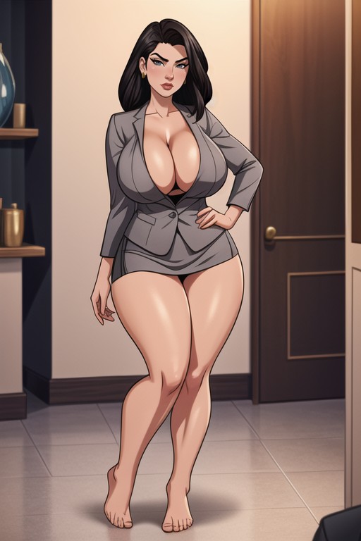 Deep Cleavage, Ultra Photorealistic, Barefoot Hentai AI Porn