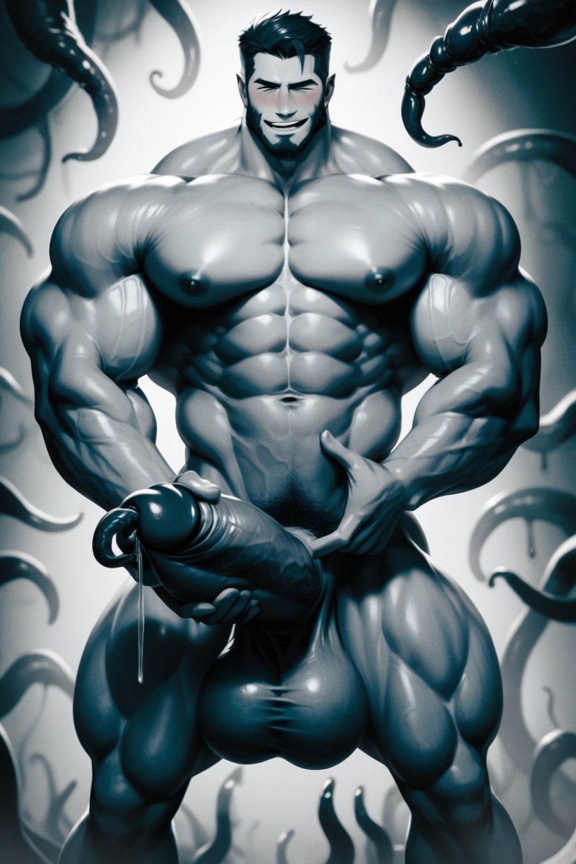 Massive Testicles, Horny, Man AI Gay Porn